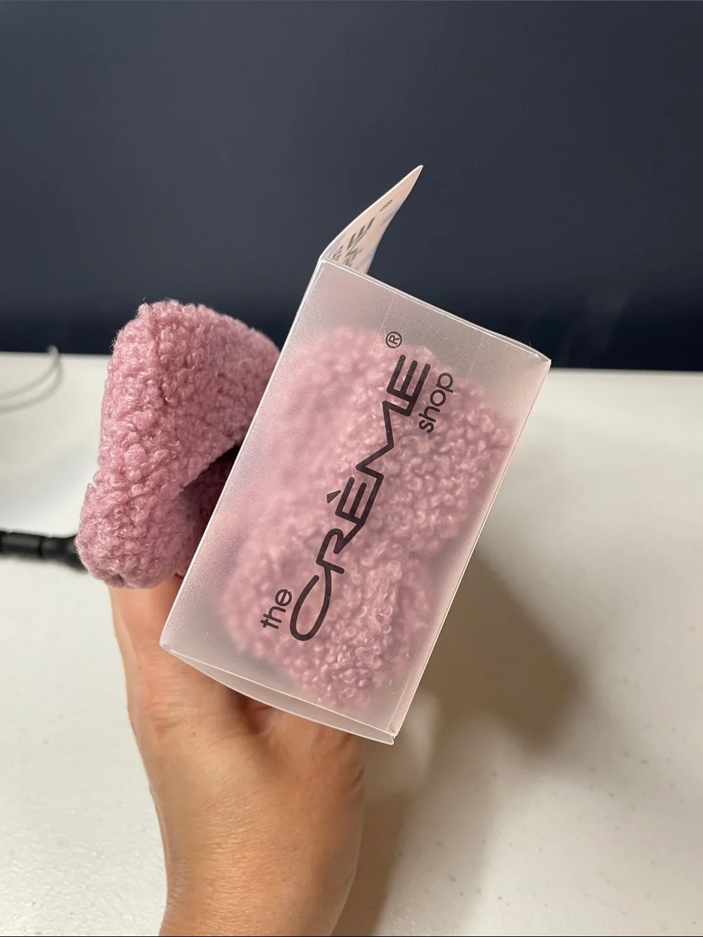 the Crème Shop Pink Plush Stitch Teddy Headband